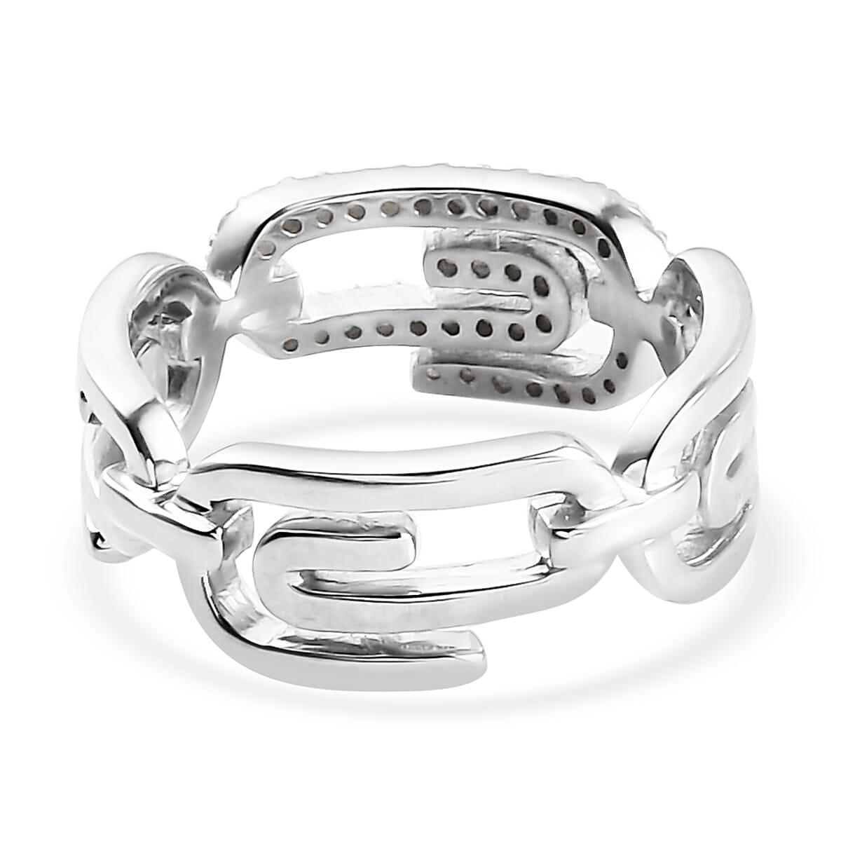 Web Paper Clip Collection Diamond Ring in Platinum Over Sterling Silver (Size 7.0) 0.20 ctw image number 4