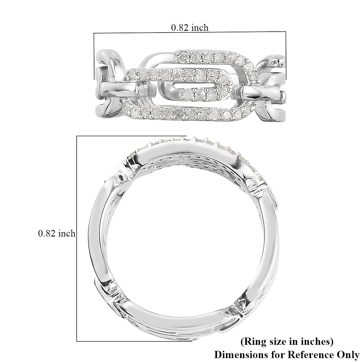 Web Paper Clip Collection Diamond Ring in Platinum Over Sterling Silver (Size 7.0) 0.20 ctw image number 5