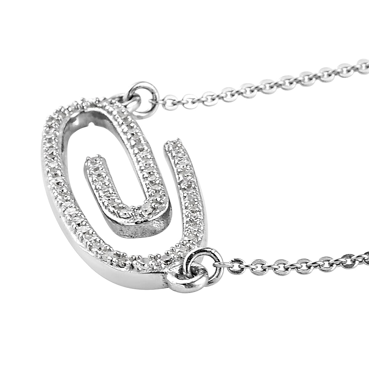 Web Paper Clip Collection Diamond Paper Clip Necklace 18 Inch in Platinum Over Sterling Silver 0.25 ctw