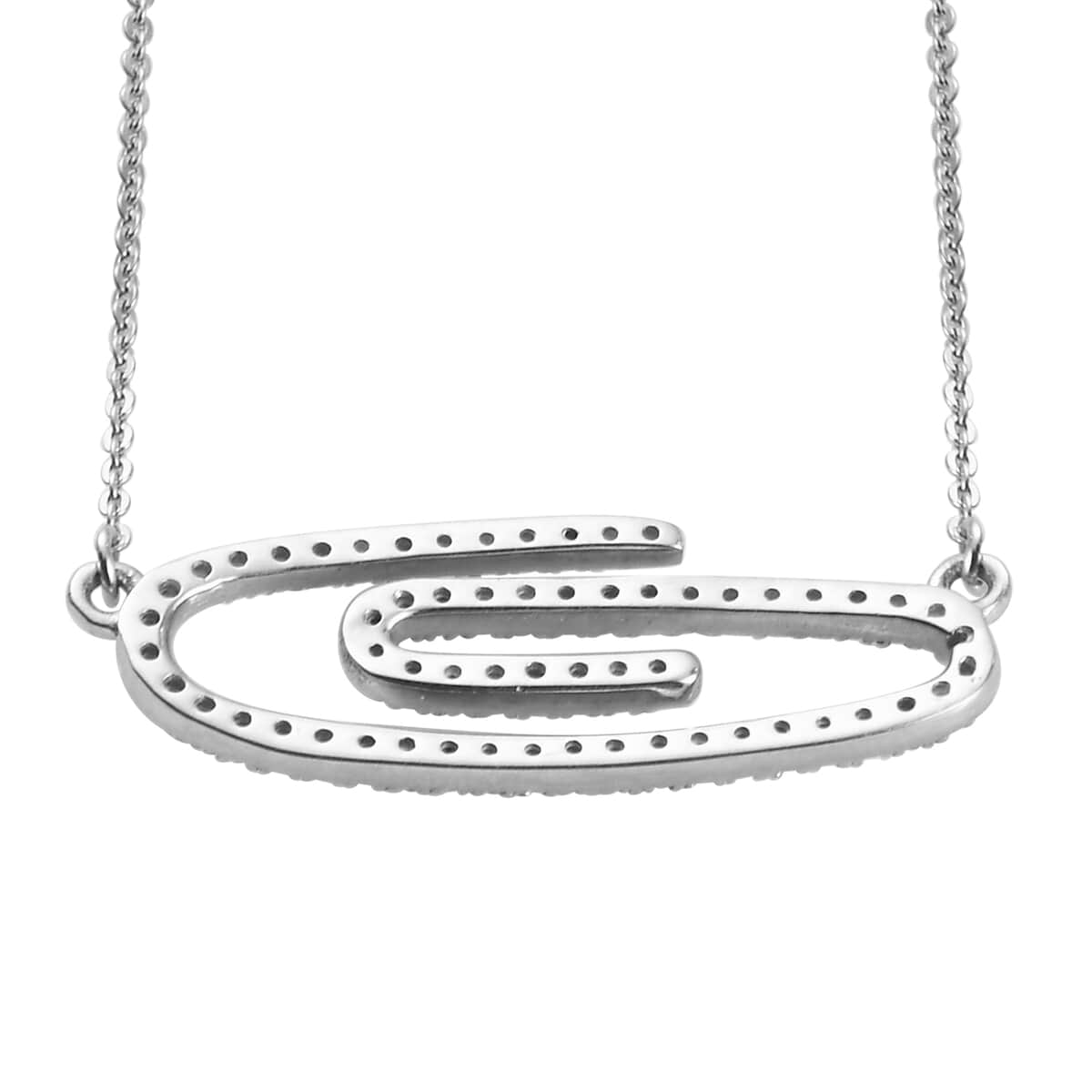 Web Paper Clip Collection Diamond Paper Clip Necklace 18 Inch in Platinum Over Sterling Silver 0.25 ctw image number 4