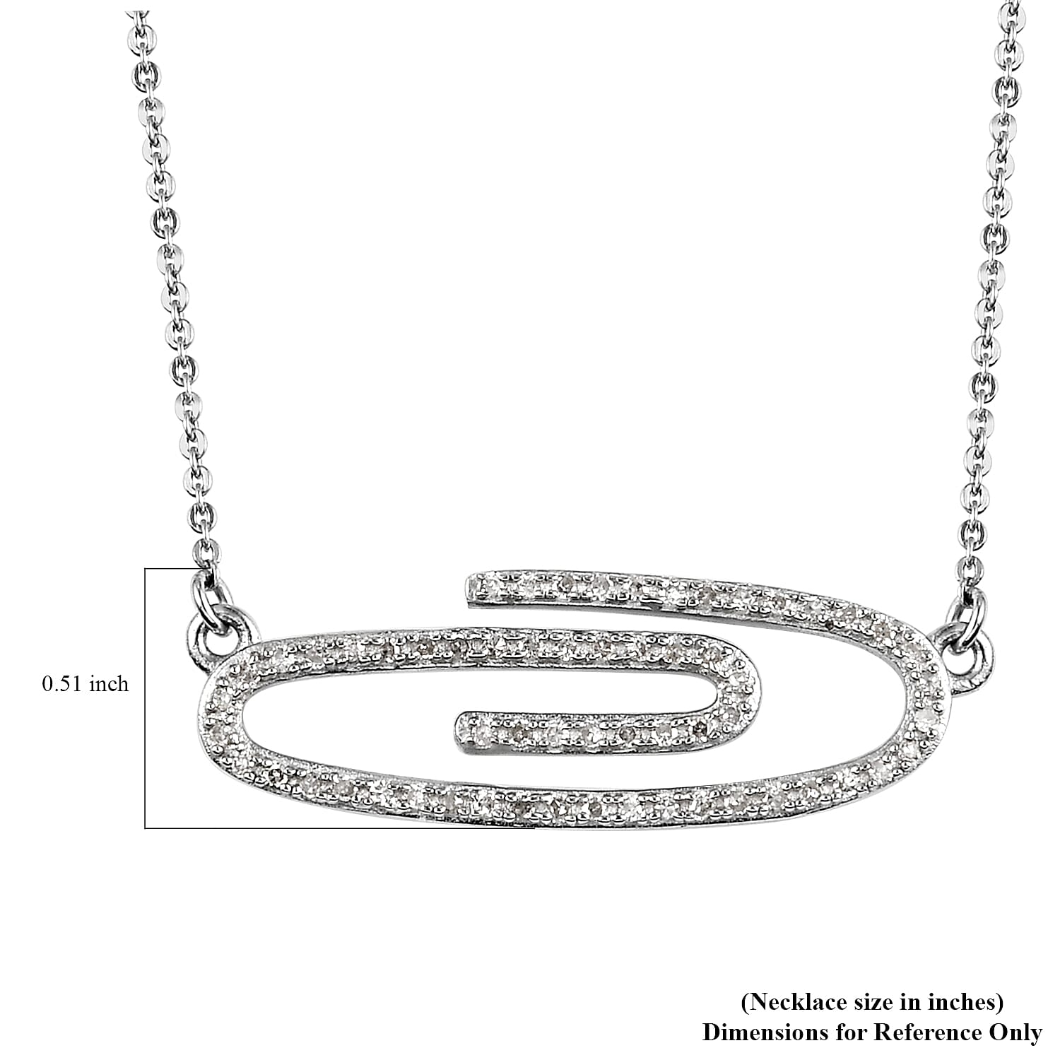 Web Paper Clip Collection Diamond Paper Clip Necklace 18 Inch in Platinum Over Sterling Silver 0.25 ctw