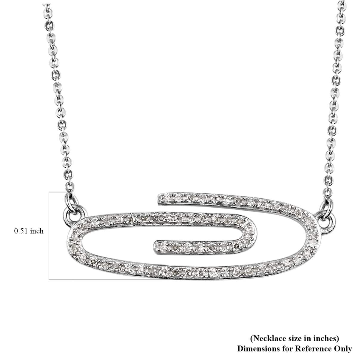 Web Paper Clip Collection Diamond Paper Clip Necklace 18 Inch in Platinum Over Sterling Silver 0.25 ctw image number 5