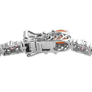 Korevora Sunstone and Orissa Rose Garnet Tennis Bracelet in Platinum Over Sterling Silver (7.25 In) 10.00 ctw