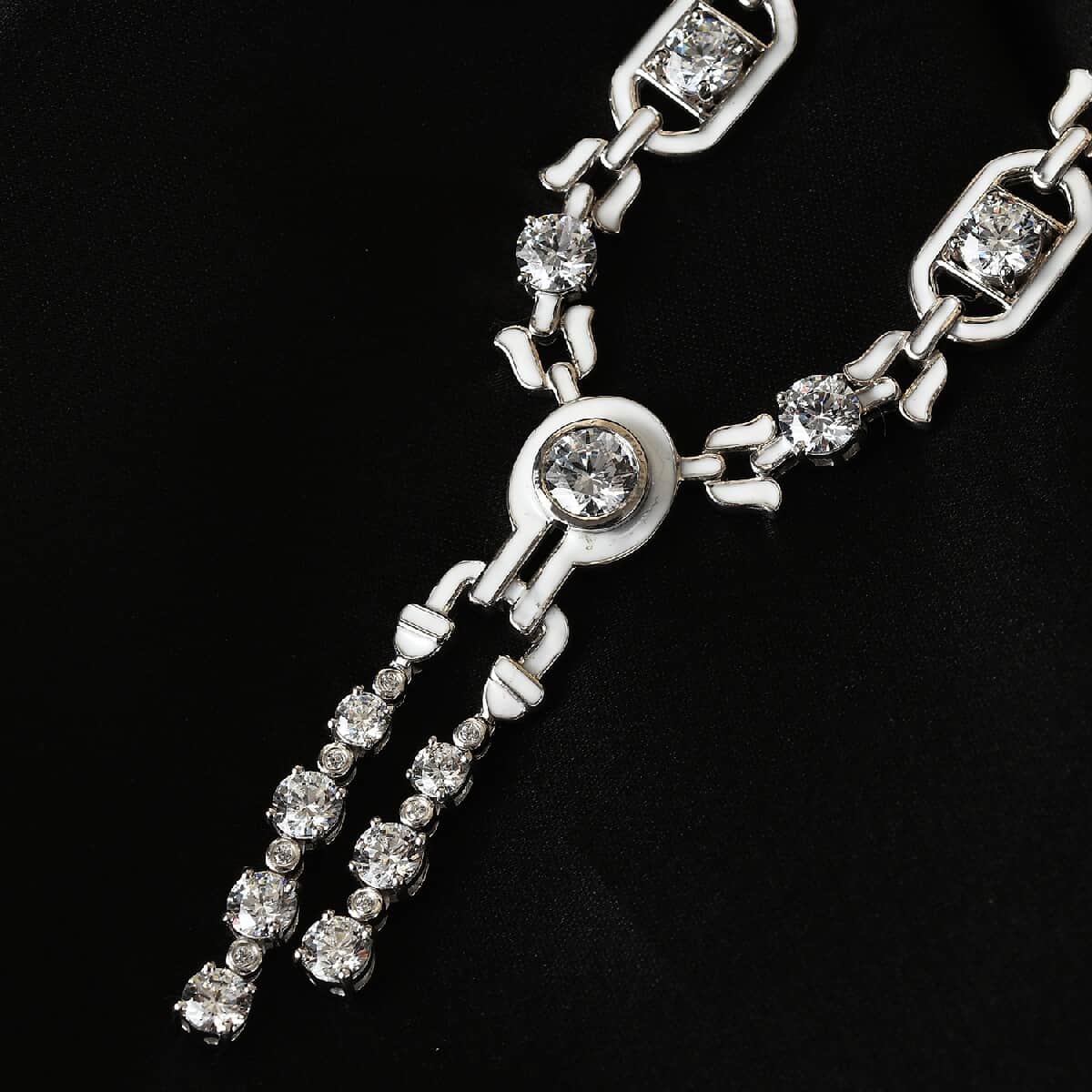 LUSTRO STELLA Made with Finest CZ Necklace 18 Inches in Platinum Over Sterling Silver 28.25 Grams 25.50 ctw image number 1