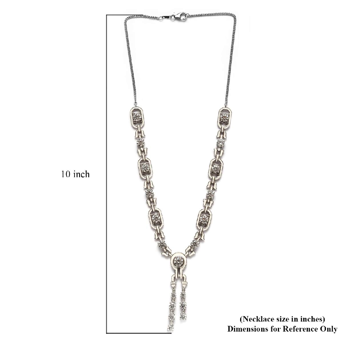 LUSTRO STELLA Made with Finest CZ Necklace 18 Inches in Platinum Over Sterling Silver 28.25 Grams 25.50 ctw image number 4