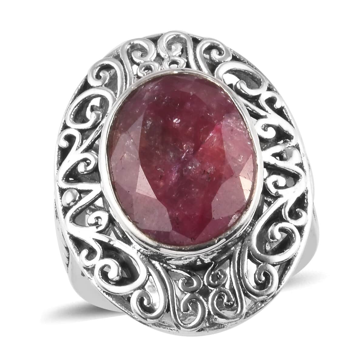 8.20 ctw Niassa Ruby Ring in Platinum Over Sterling Silver (Size 7.0) image number 0
