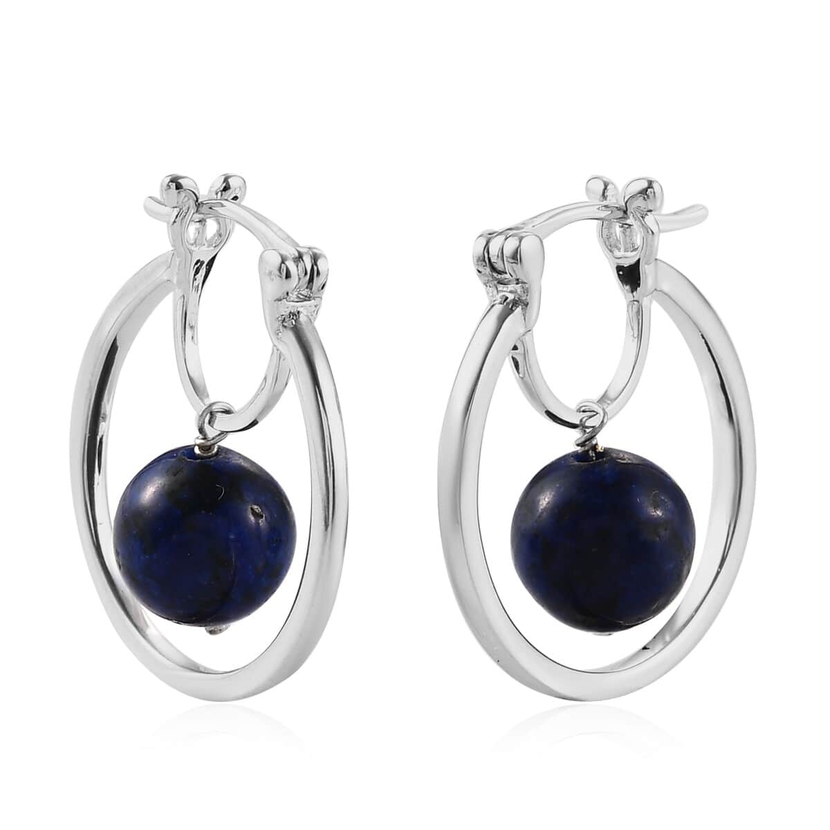 Lapis Lazuli Inside Out Hoop Earrings in Platinum Over Copper 6.85 ctw image number 0