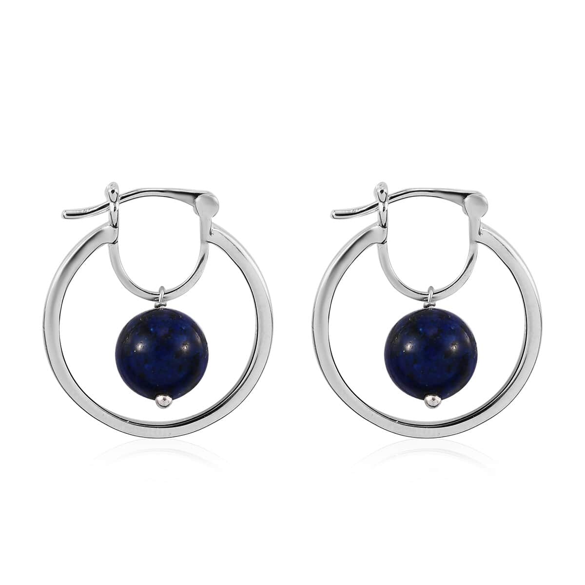 Lapis Lazuli Inside Out Hoop Earrings in Platinum Over Copper 6.85 ctw image number 3