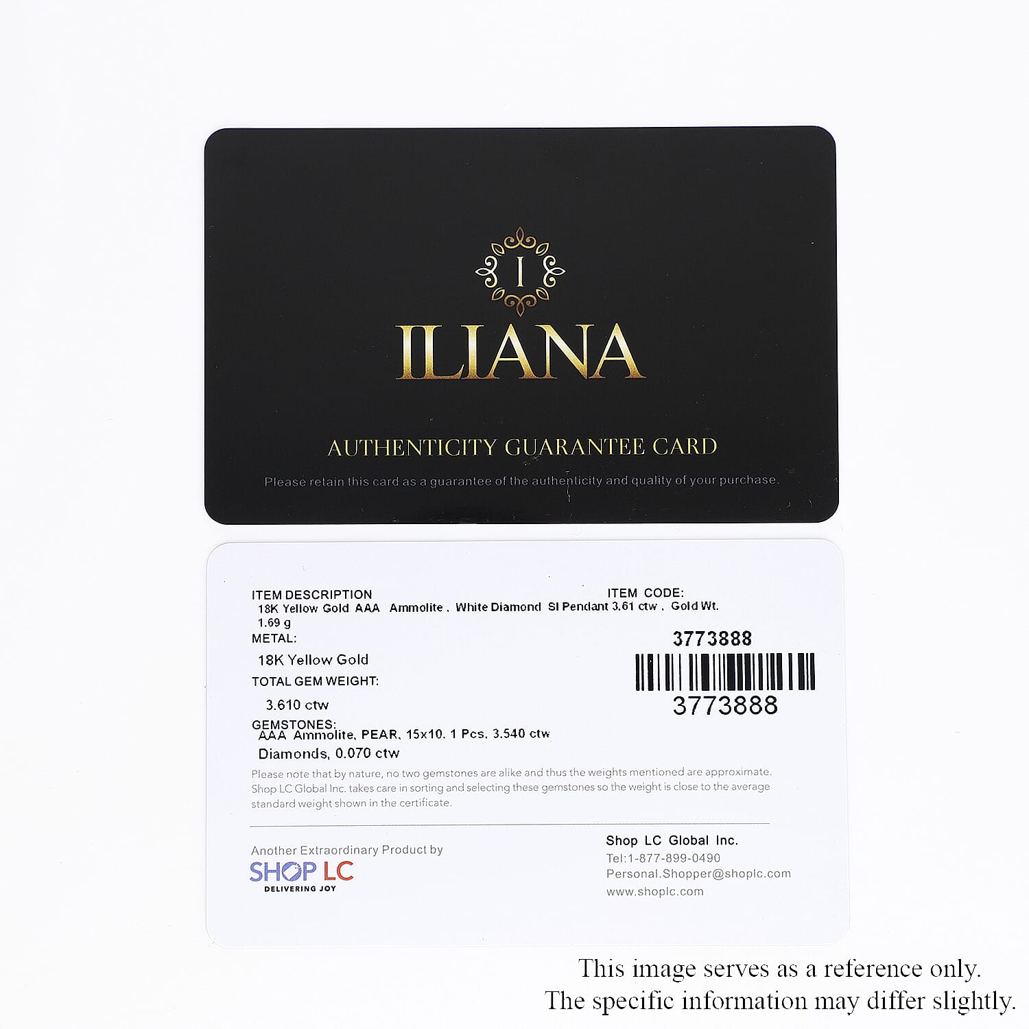 Iliana 18K Yellow Gold AAA Canadian Ammolite and G-H SI Diamond Pendant 0.07 ctw