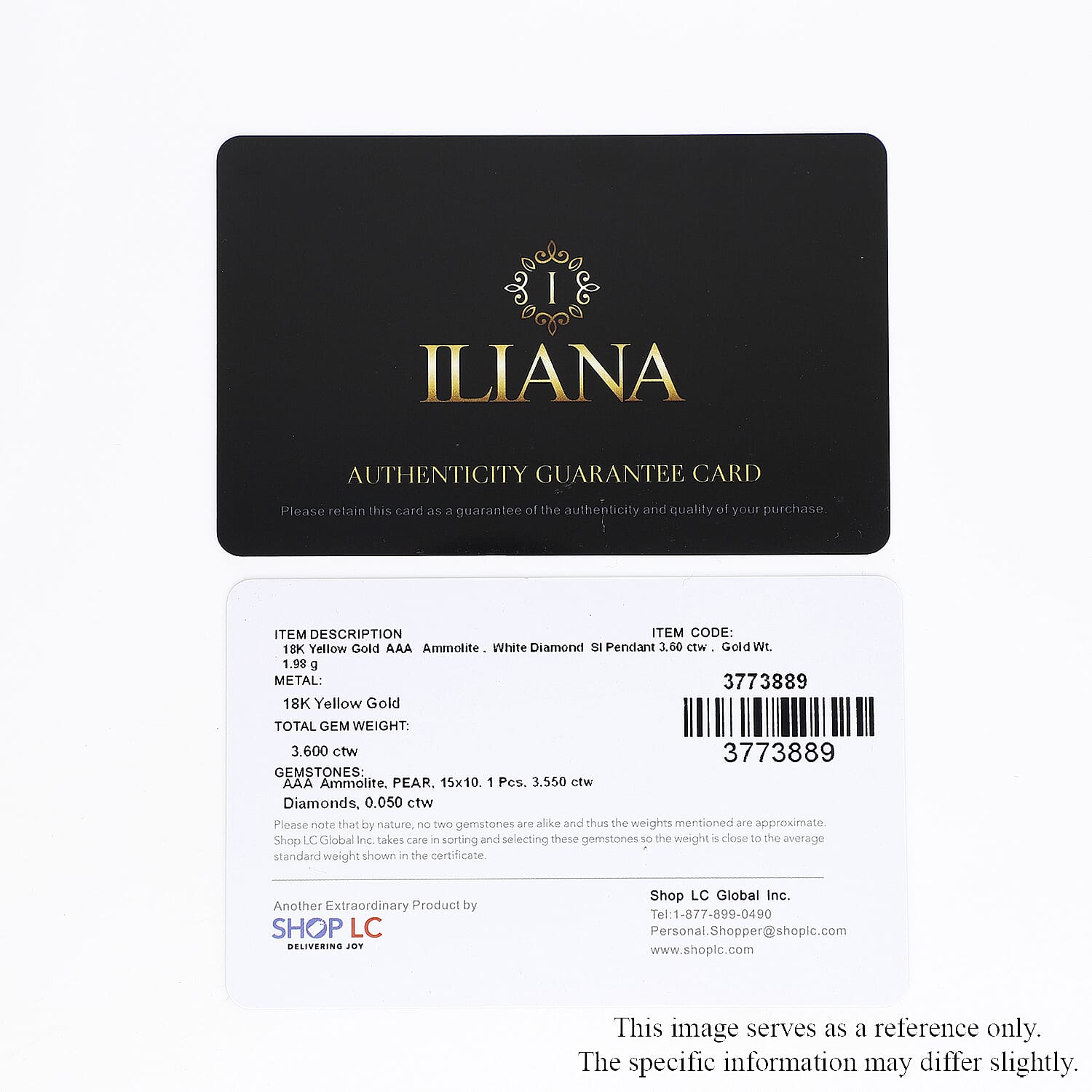 Iliana 18K Yellow Gold AAA Canadian Ammolite and G-H SI Diamond Pendant 0.05 ctw