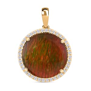 ILIANA 0.25 ctw AAA Canadian Ammolite and Diamond G-H SI Pendant in 18K Yellow Gold