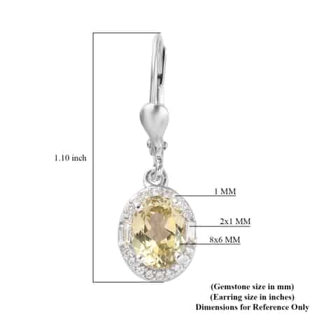 Yellow Triphane and Zircon Lever Back Earrings in Platinum Over Sterling Silver 3.50 ctw image number 4
