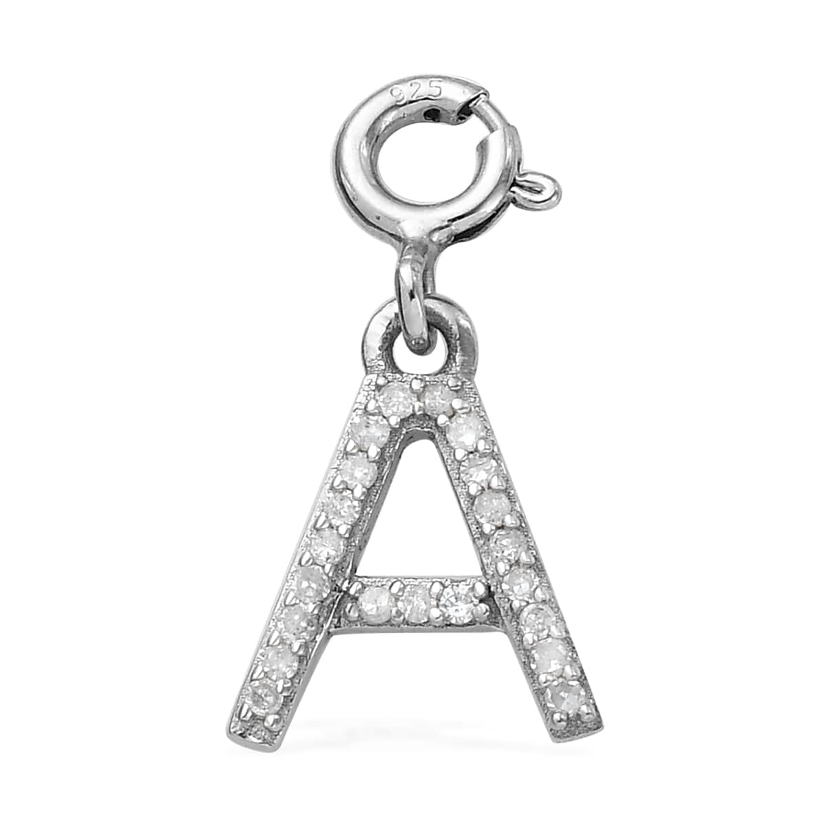 0.12 ctw Diamond Initial D Charm in Platinum Over Sterling Silver image number 0