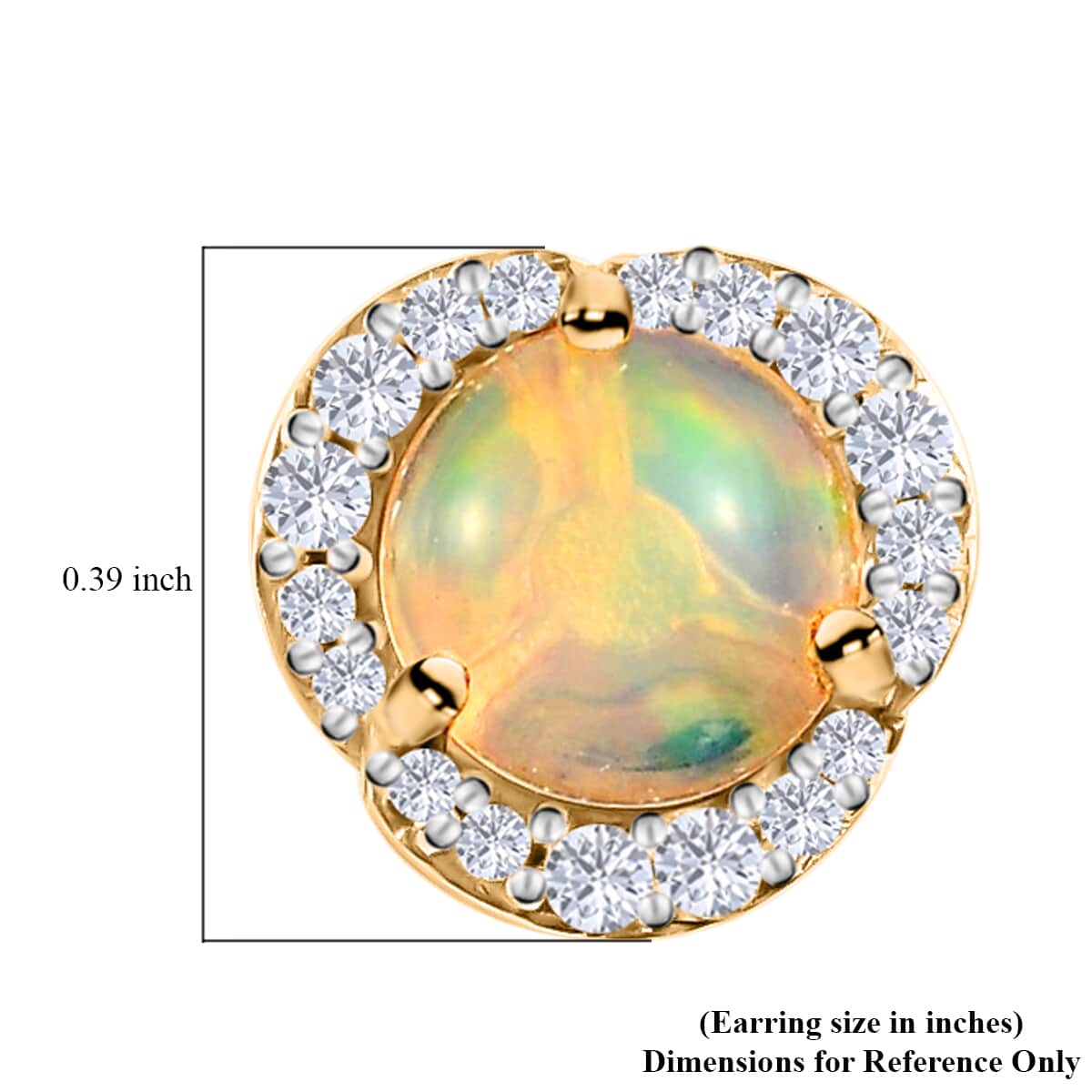 Ethiopian Welo Opal and White Zircon Earrings in Vermeil Yellow Gold Over Sterling Silver 2.10 ctw image number 4