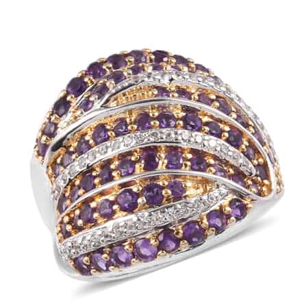 Amethyst and Zircon Ring in 14K Yellow Gold Over Sterling Silver (Size 7.0) 2.25 ctw image number 0