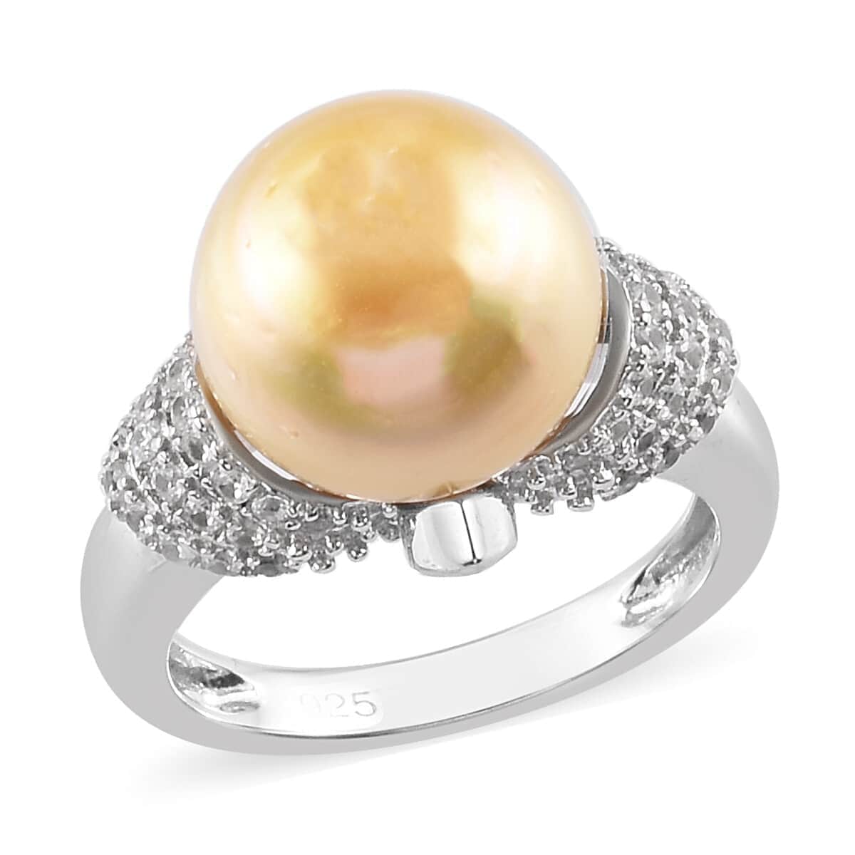 South Sea Pearl and Multi Gemstone Ring in Platinum Over Sterling Silver (Size 7.0) 3.65 ctw image number 0