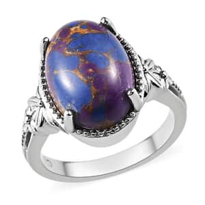 Mojave Purple Turquoise Solitaire Ring in Platinum Over Copper with Magnet (Size 6.0) 5.75 ctw