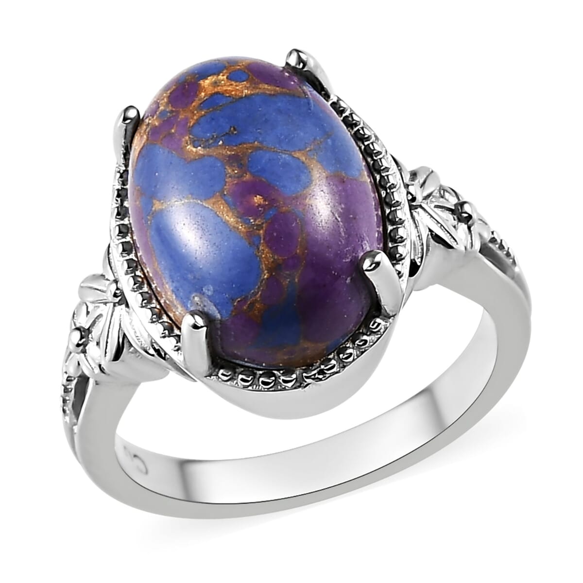Mojave Purple Turquoise Solitaire Ring in Platinum Over Copper with Magnet (Size 8.0) 5.75 ctw image number 0