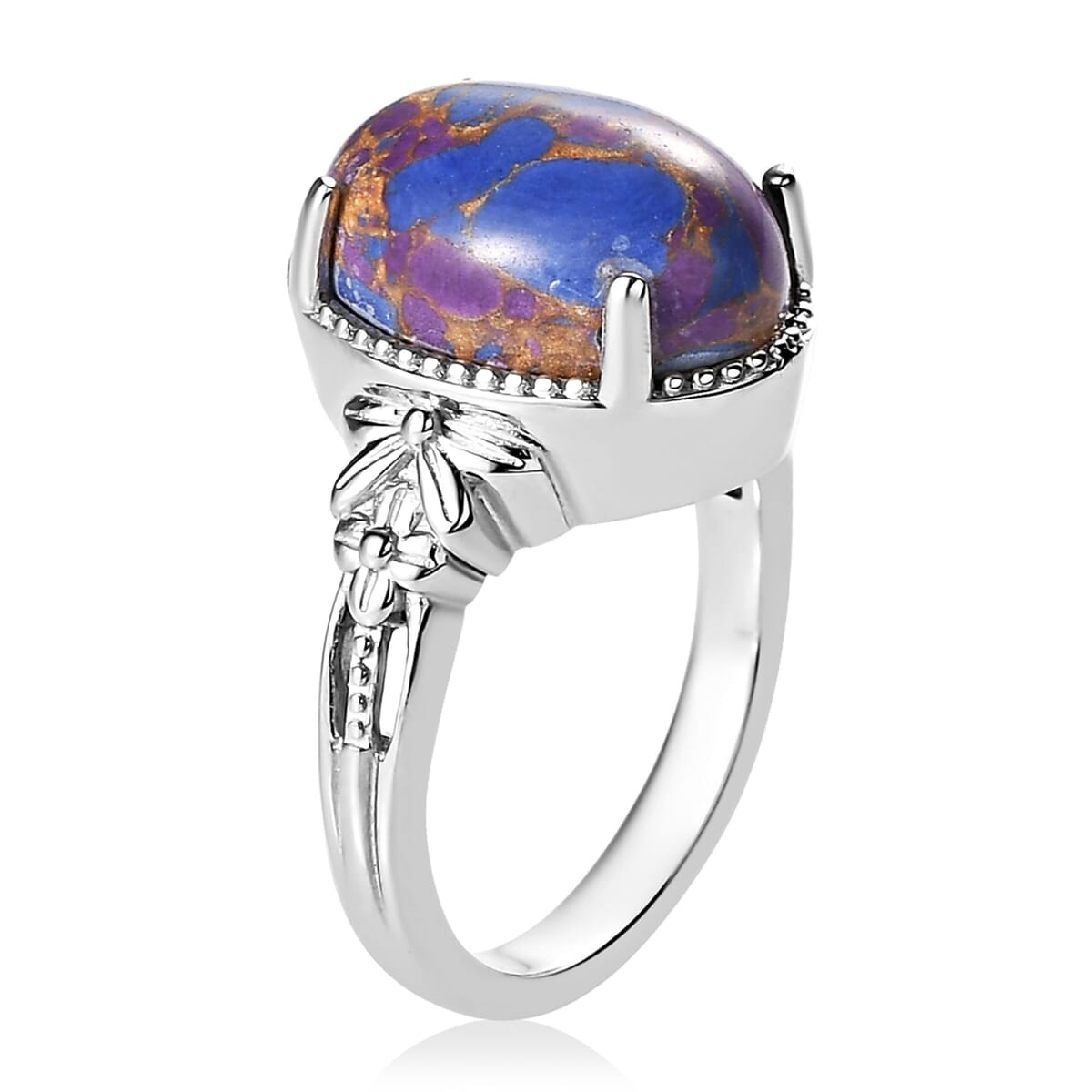 Mojave Purple Turquoise Solitaire Ring in Platinum Over Copper with Magnet (Size 8.0) 5.75 ctw image number 5