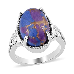 Mojave Purple Turquoise Solitaire Ring in Platinum Over Copper with Magnet (Size 9.0) 5.75 ctw