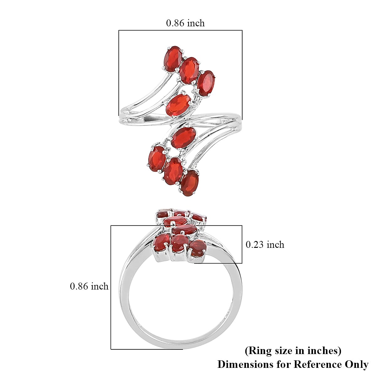 Jalisco Fire Opal Ring in Platinum Over Sterling Silver (Size 8) 1.15 ctw image number 3