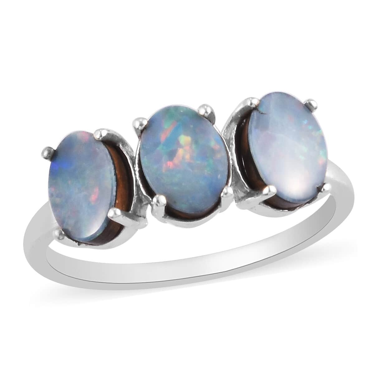 Australian Boulder Opal Triplet Ring in Platinum Over Sterling Silver (Size 8) 1.95 ctw image number 0