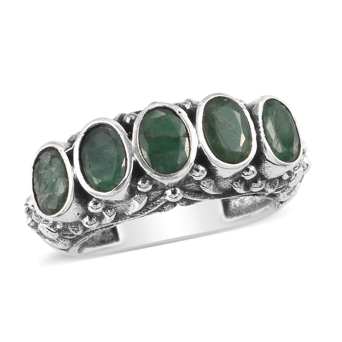 Socoto Emerald Ring in Black Oxidized Sterling Silver  (Size 8.0) 2.35 ctw image number 0