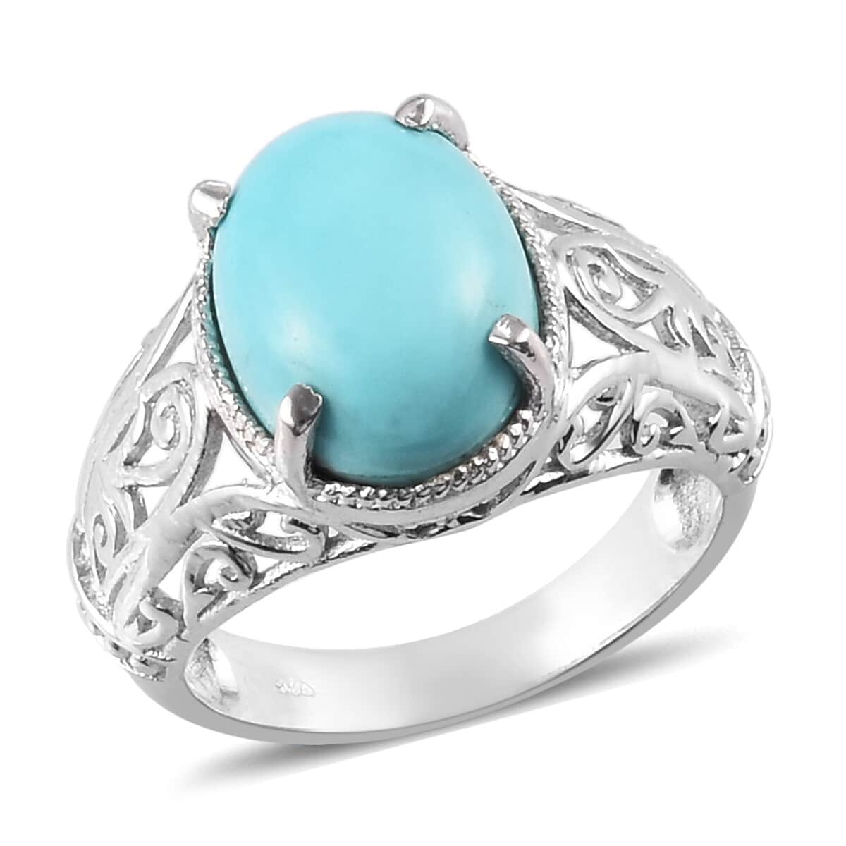 American Natural Sleeping Beauty Turquoise Ring in Platinum Over Sterling Silver (Size 8) 5.65 ctw image number 0