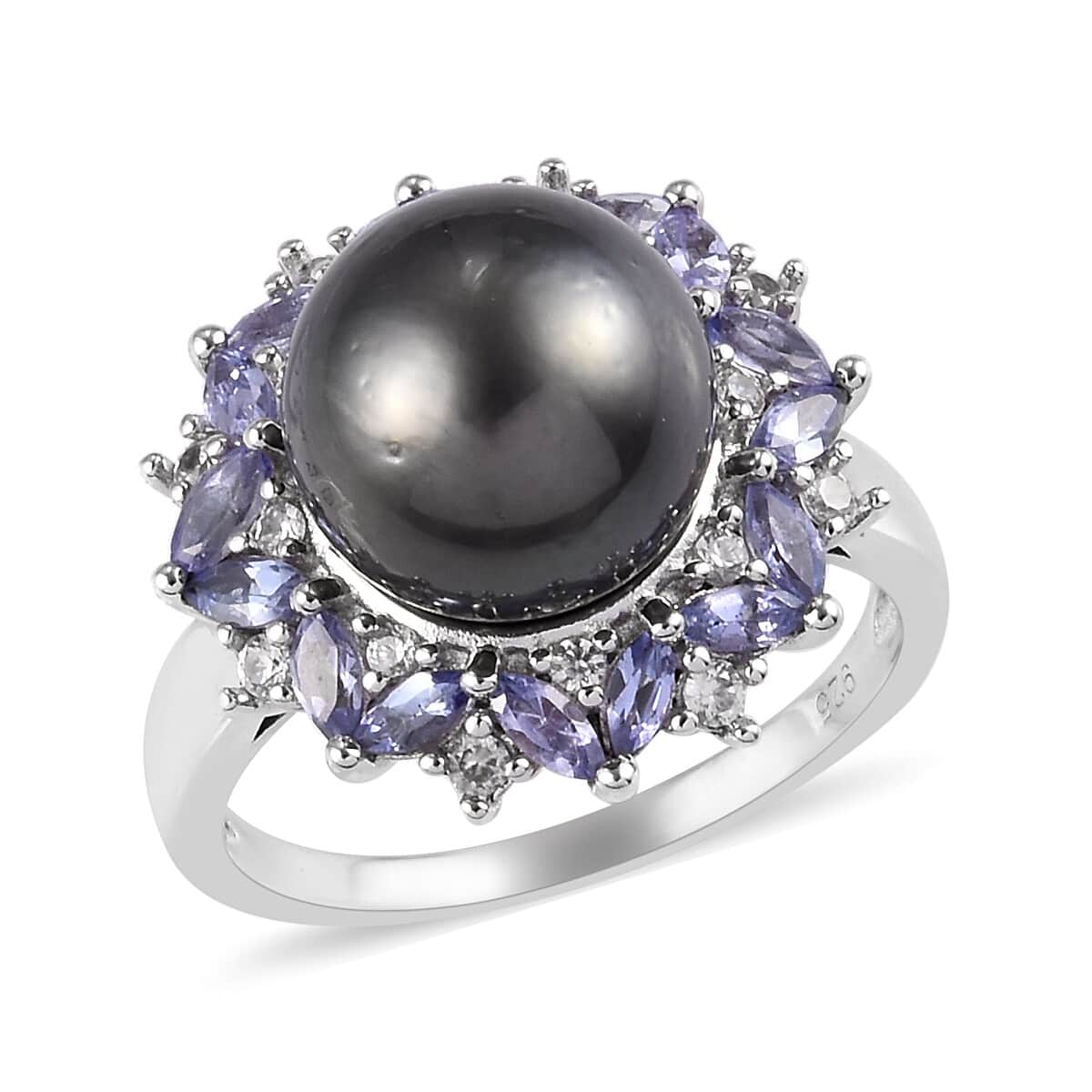 Tahitian Cultured Pearl and Multi Gemstone Ring in Platinum Over Sterling Silver (Size 10.0) 8.75 Grams 2.75 ctw image number 0