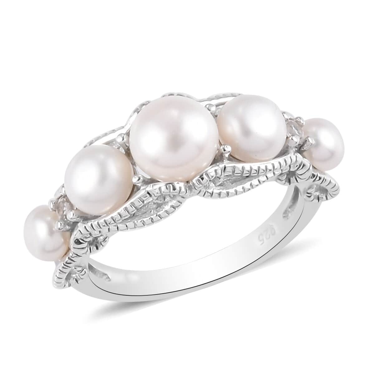Freshwater Pearl Ring in Platinum Over Sterling Silver (Size 6.0) image number 0