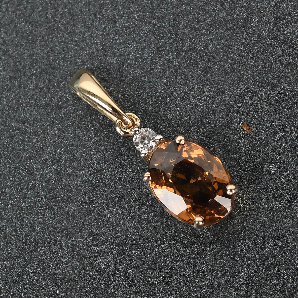 Luxoro 10K Yellow Gold Premium Champagne Garnet and Zircon Pendant 1.75 ctw