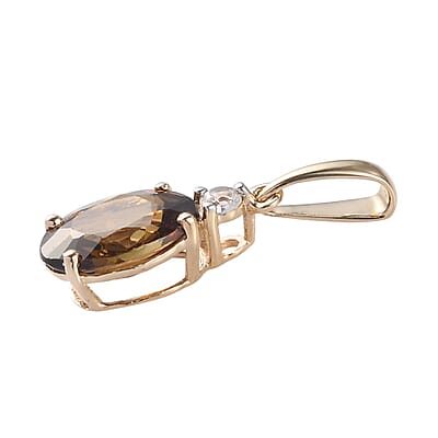 Luxoro 10K Yellow Gold Premium Champagne Garnet and Zircon Pendant 1.75 ctw