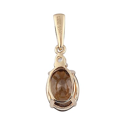 Luxoro 10K Yellow Gold Premium Champagne Garnet and Zircon Pendant 1.75 ctw