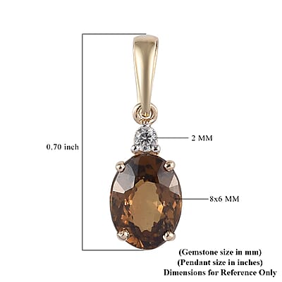 Luxoro 10K Yellow Gold Premium Champagne Garnet and Zircon Pendant 1.75 ctw