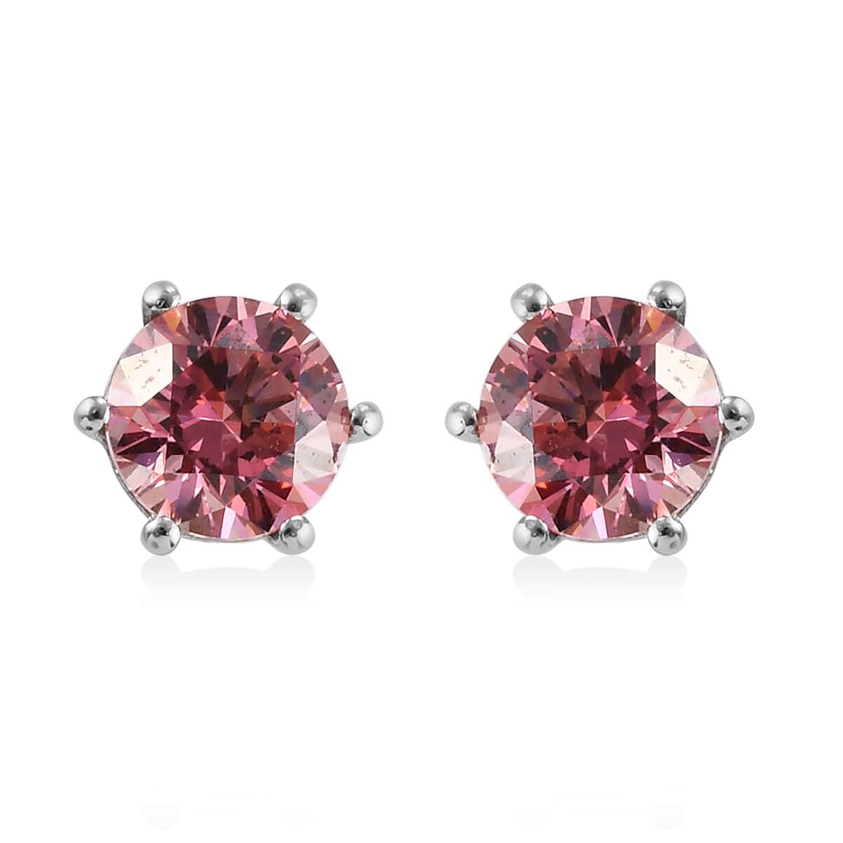 LUSTRO STELLA Made with Finest Multi Color CZ Set of 3 Solitaire Stud Earrings in Platinum Over Sterling Silver 10.80 ctw image number 3