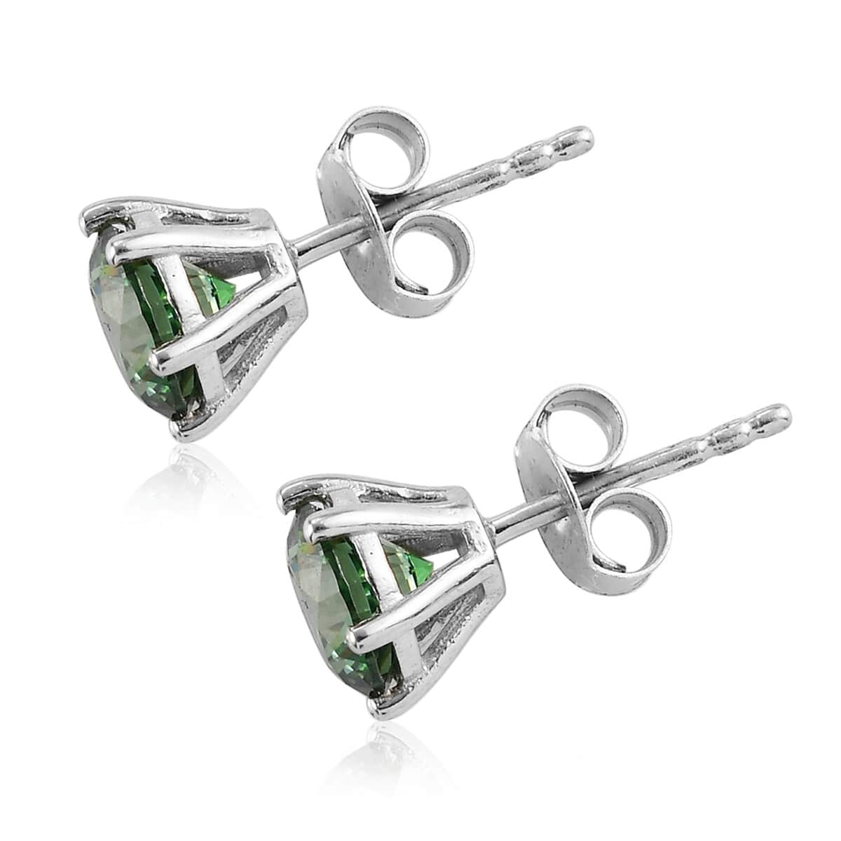LUSTRO STELLA Made with Finest Multi Color CZ Set of 3 Solitaire Stud Earrings in Platinum Over Sterling Silver 10.80 ctw image number 6