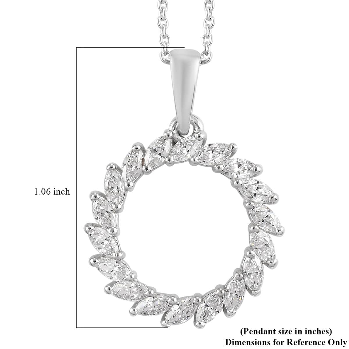 LUSTRO STELLA Made with Finest CZ Wreath Pendant Necklace 20 Inches in Platinum Over Sterling Silver 2.00 ctw image number 5