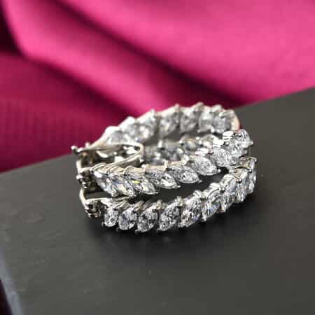 Lustro Stella Made with Finest CZ Inside Out Hoop Earrings in Platinum Over Sterling Silver 6.80 ctw image number 1