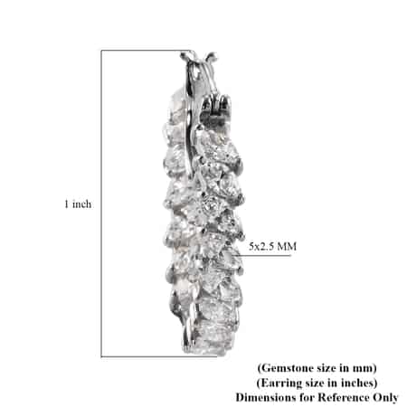 Lustro Stella Made with Finest CZ Inside Out Hoop Earrings in Platinum Over Sterling Silver 6.80 ctw image number 4