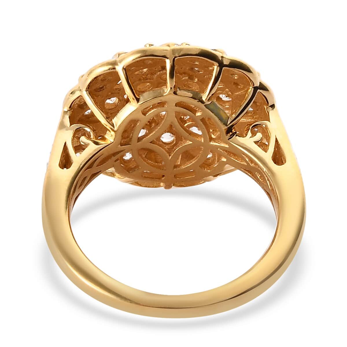LUSTRO STELLA Made with Finest CZ Cluster Ring in Vermeil Yellow Gold Over Sterling Silver (Size 7.0) 2.55 ctw image number 4