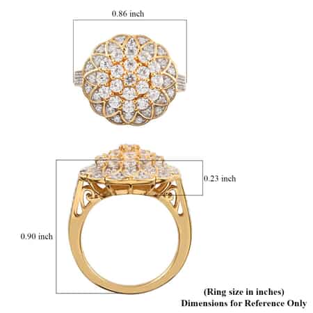 LUSTRO STELLA Made with Finest CZ Cluster Ring in Vermeil Yellow Gold Over Sterling Silver (Size 7.0) 2.55 ctw image number 5