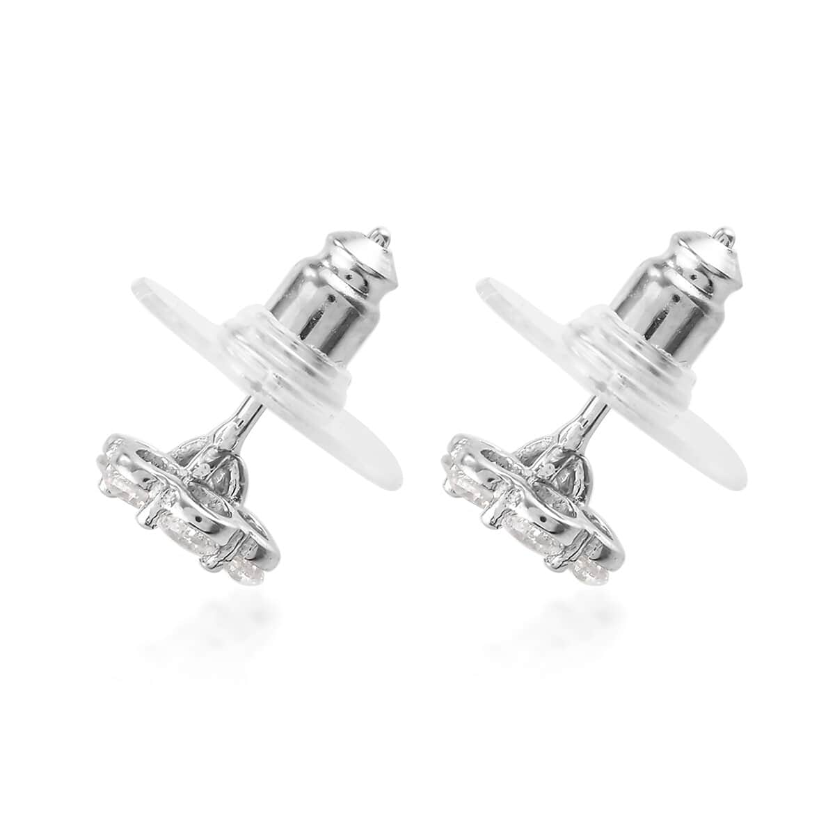 Lustro Stella Made with Finest CZ Floral Stud Earrings in Platinum Over Sterling Silver 1.80 ctw image number 3