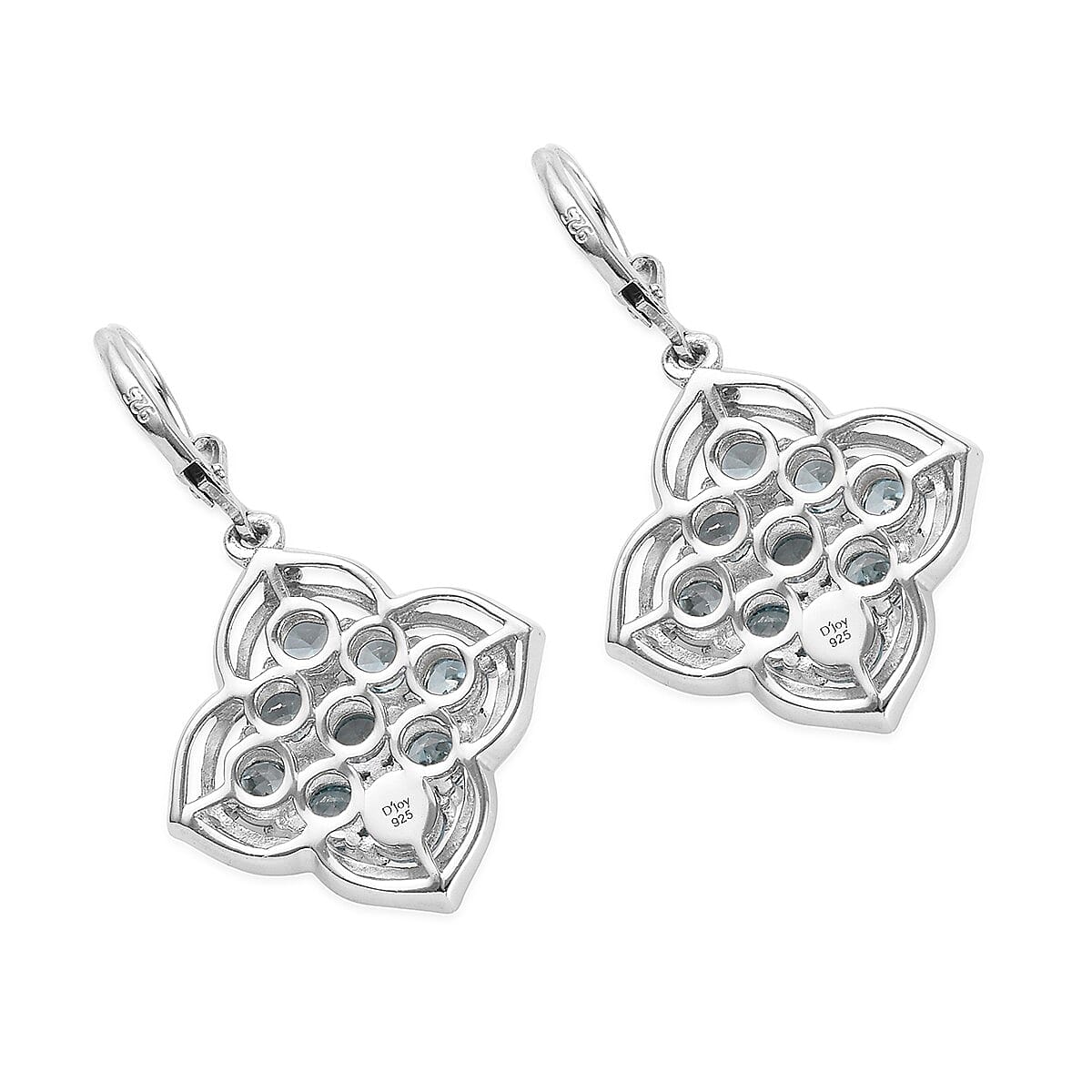 Blue Zircon and Zircon Earrings in Platinum Over Sterling Silver 6.70 ctw image number 3