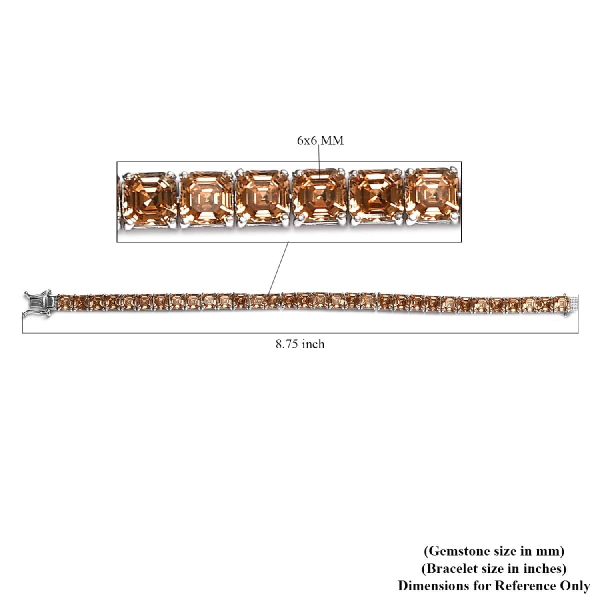 Asscher Cut Light Colorado Topaz Crystal Tennis Bracelet in Platinum Over Sterling Silver (8.00 In) 15 Grams image number 4