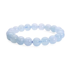 Mangoro Aquamarine 8-11mm Beaded Graduated Stretch Bracelet 138.50 ctw
