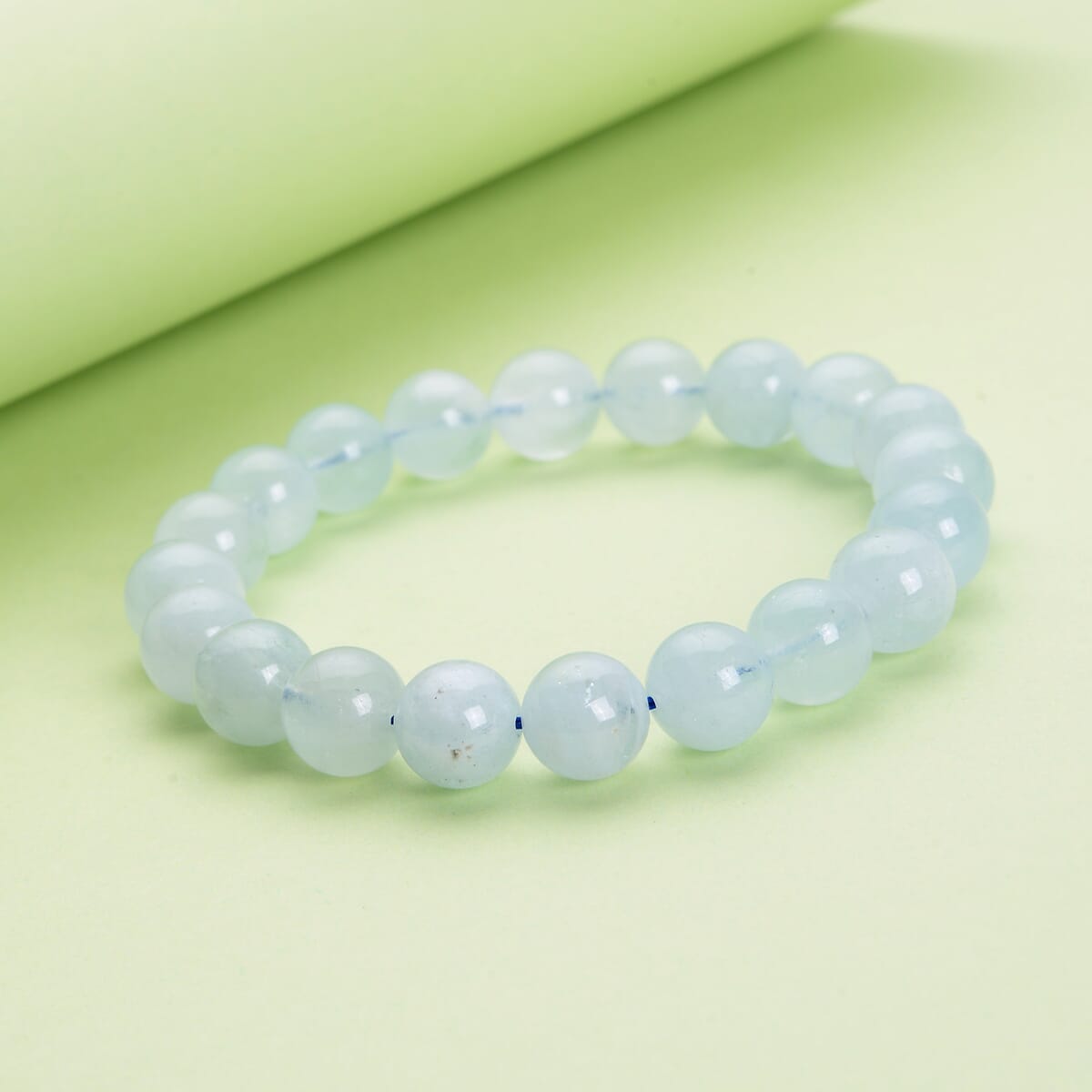 Mangoro Aquamarine 8-11mm Beaded Graduated Stretch Bracelet 138.50 ctw image number 1