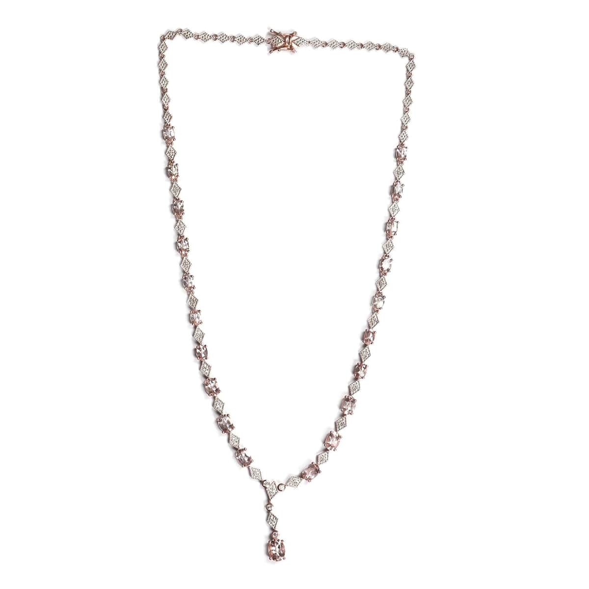 Marropino Morganite and White Zircon Necklace 20 Inches in 14K Rose Gold Over Sterling Silver 17.80 ctw image number 0