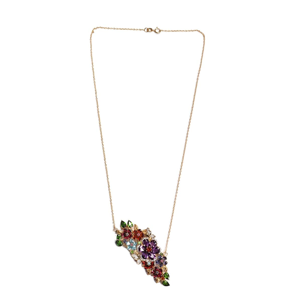 Multi Gemstone and White Topaz Necklace 18 Inches in 14K Yellow Gold Over Sterling Silver 11.80 Grams 8.40 ctw image number 0
