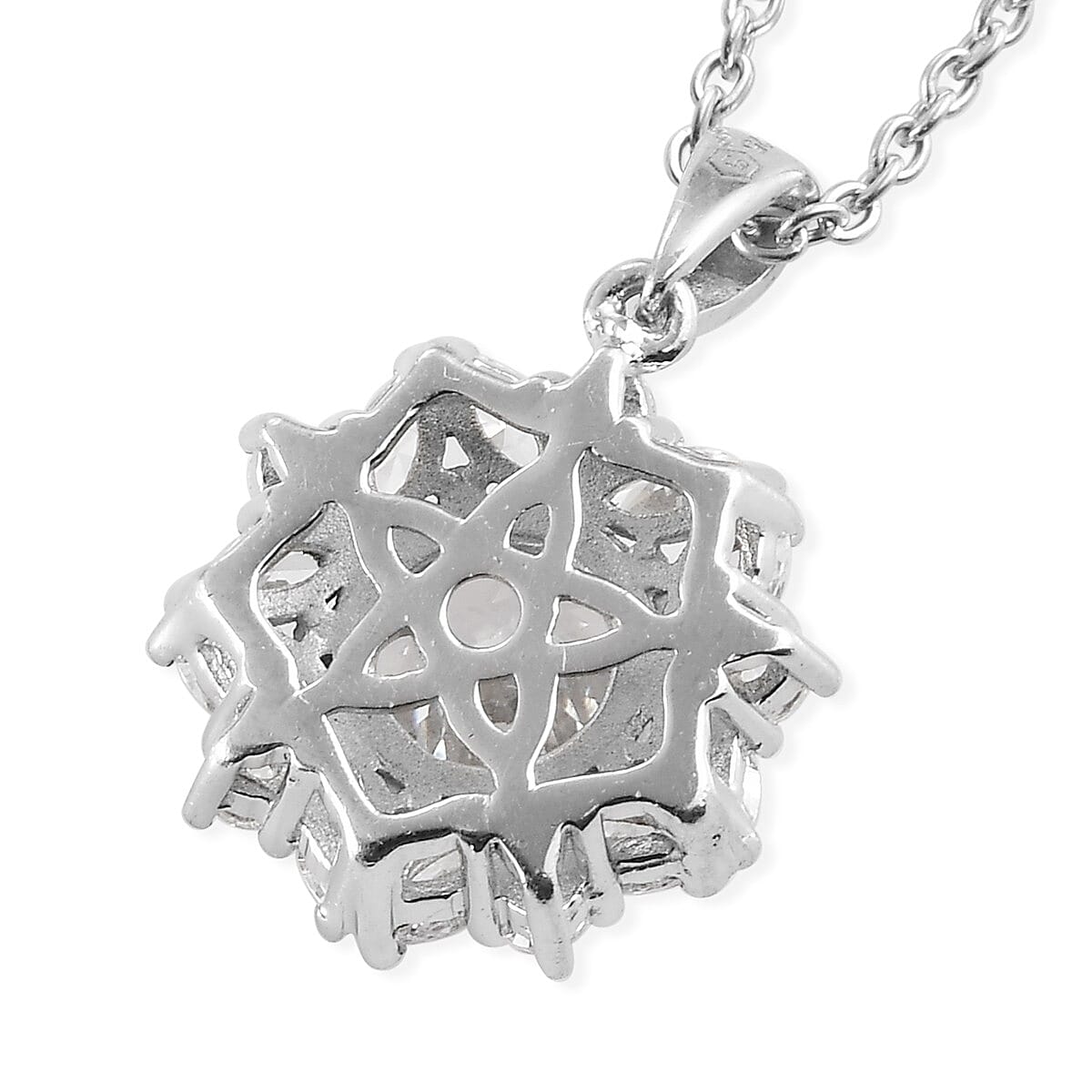 Lustro Stella Made with Finest CZ Pendant Necklace 20 Inches in Platinum Over Sterling Silver 4.20 ctw image number 4