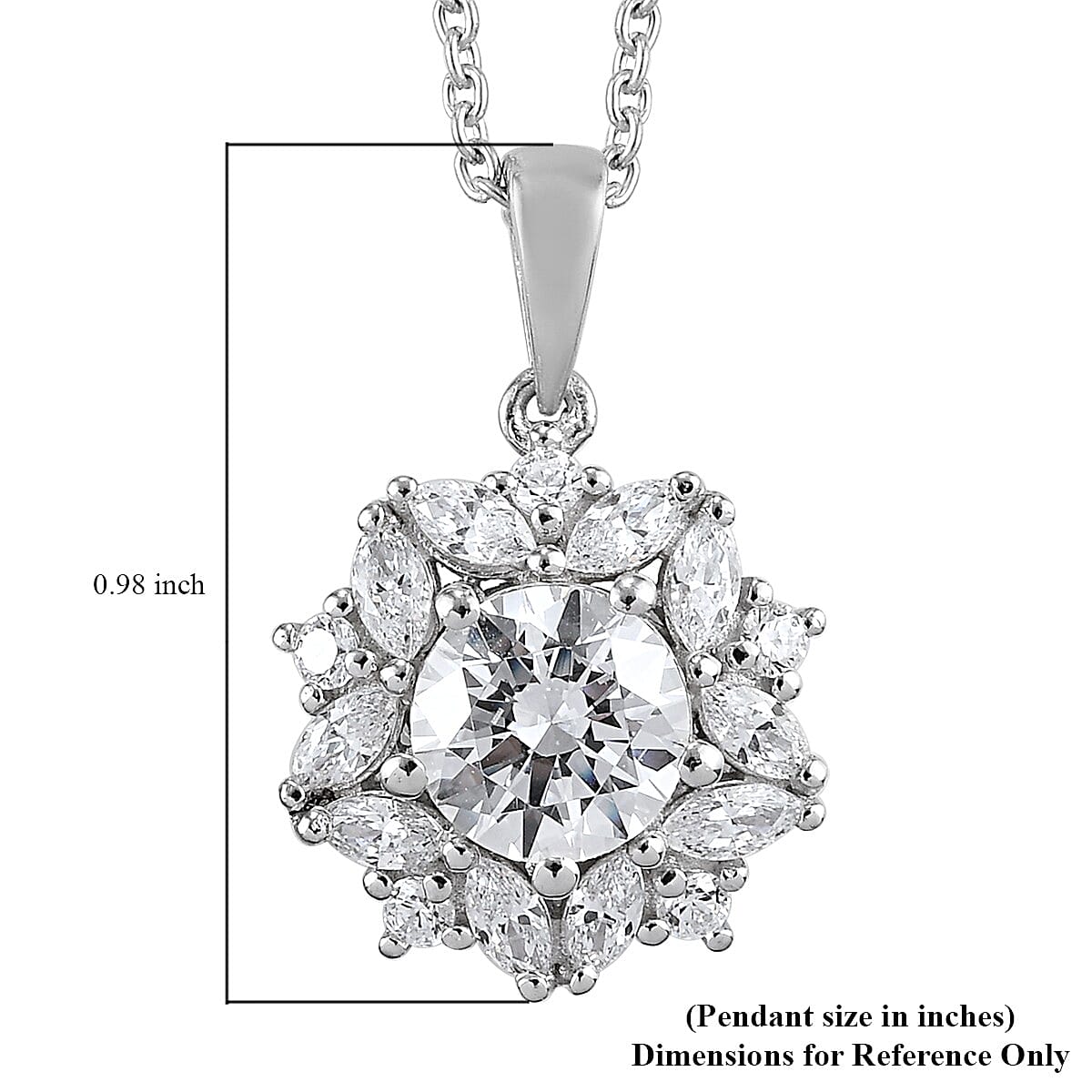 Lustro Stella Made with Finest CZ Pendant Necklace 20 Inches in Platinum Over Sterling Silver 4.20 ctw image number 5